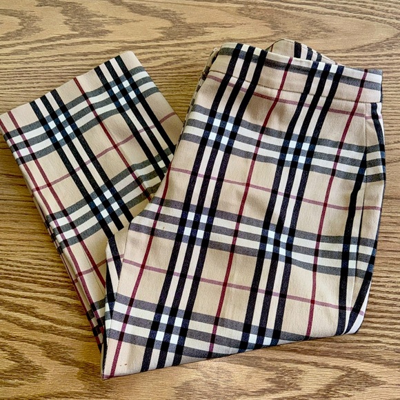 Burberry London Cropped Capri Plaid Pants US Size 12 - Picture 1 of 12